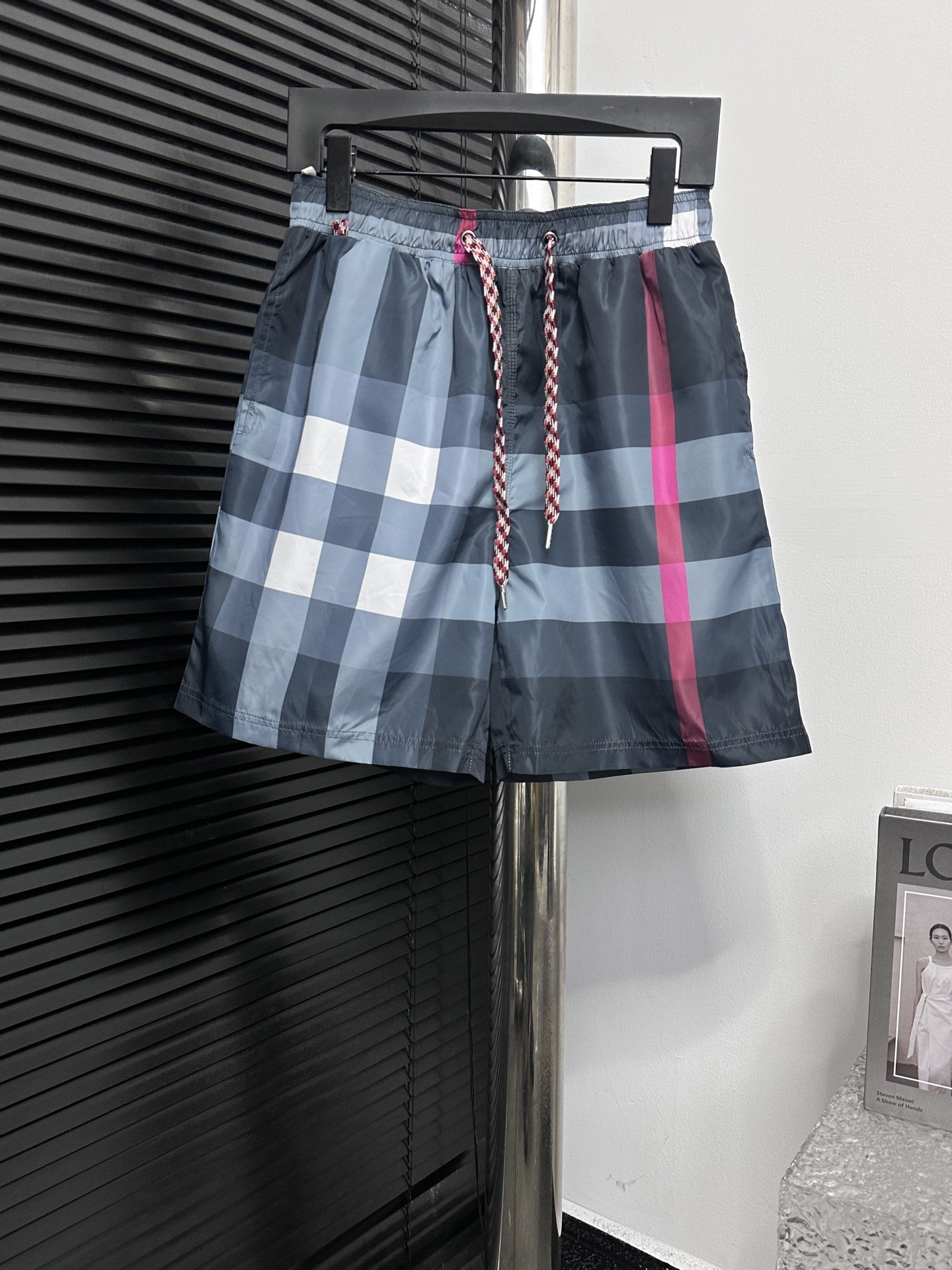 Burberry Check Swim Shorts in Carbon Blue