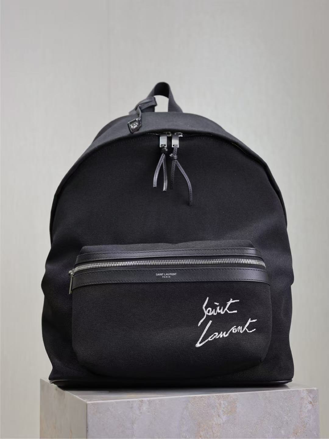 saint laurent embroidered city backpack in canvas