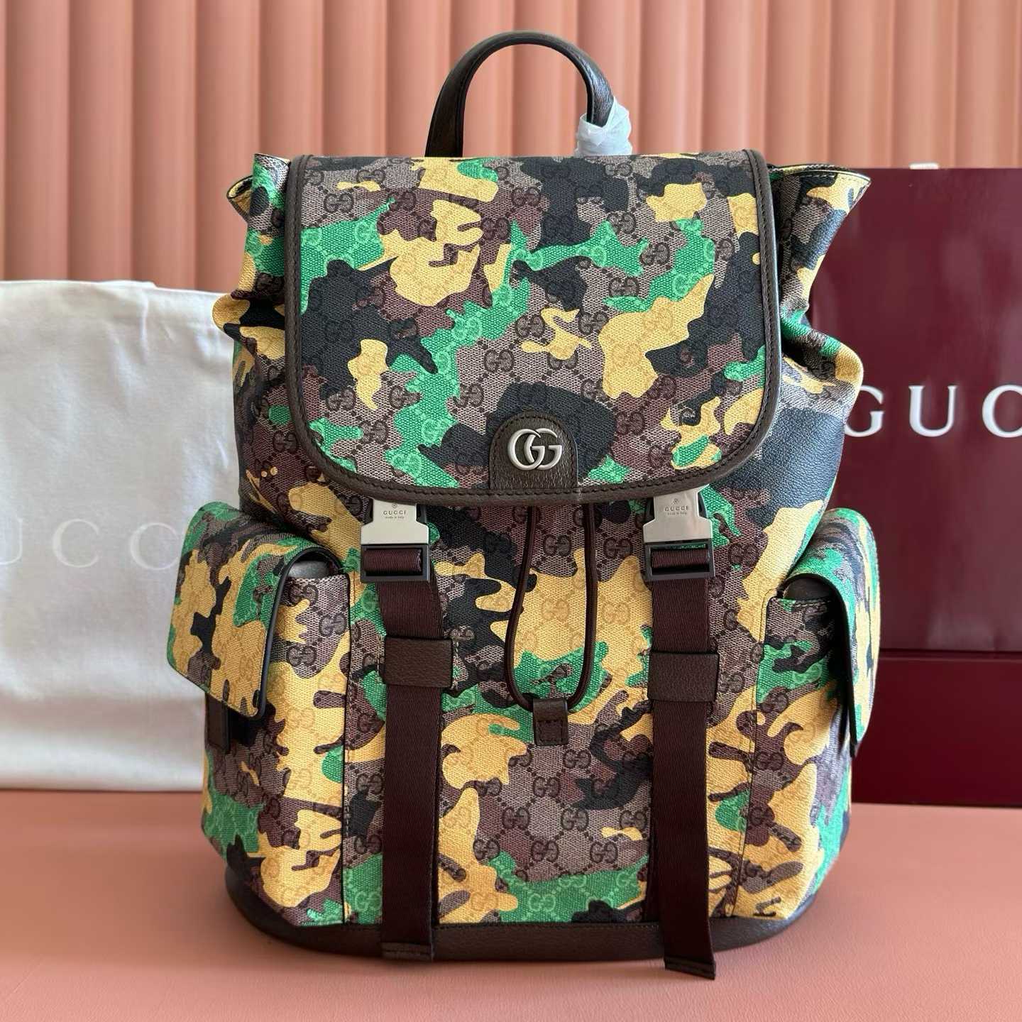 Gucci GG large backpack in green and yellow