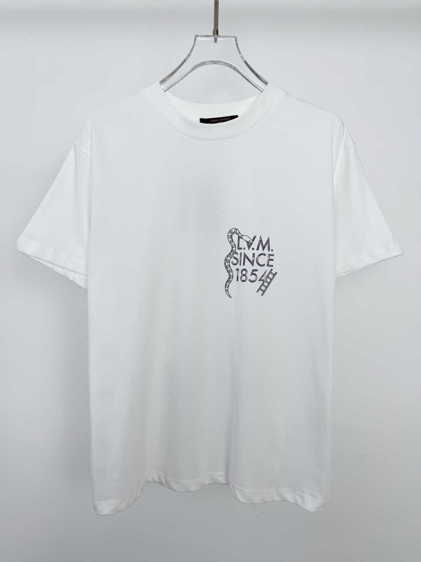 LV white t-shirt with a graphic print