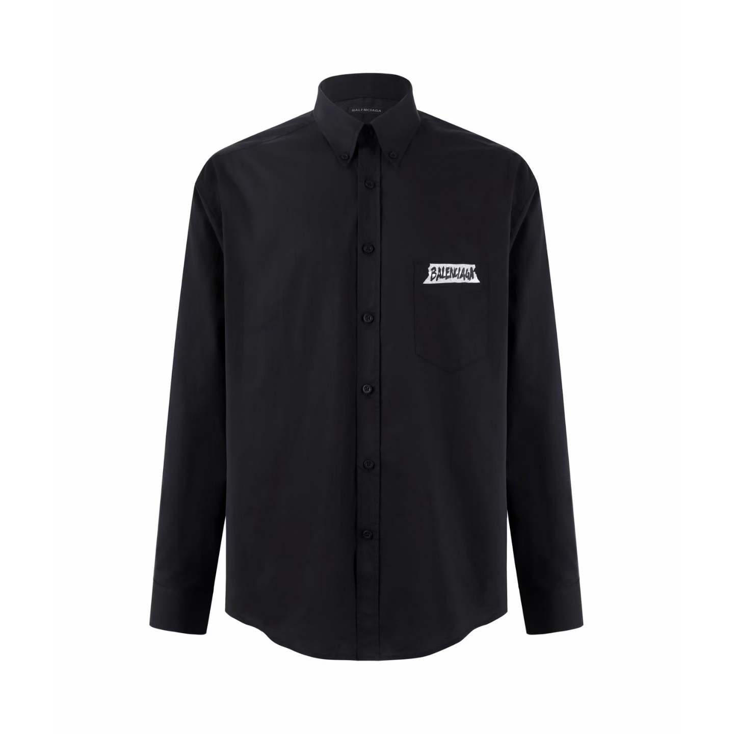Balenciaga Men's Black 'Masking Tape' Shirt in cotton poplin