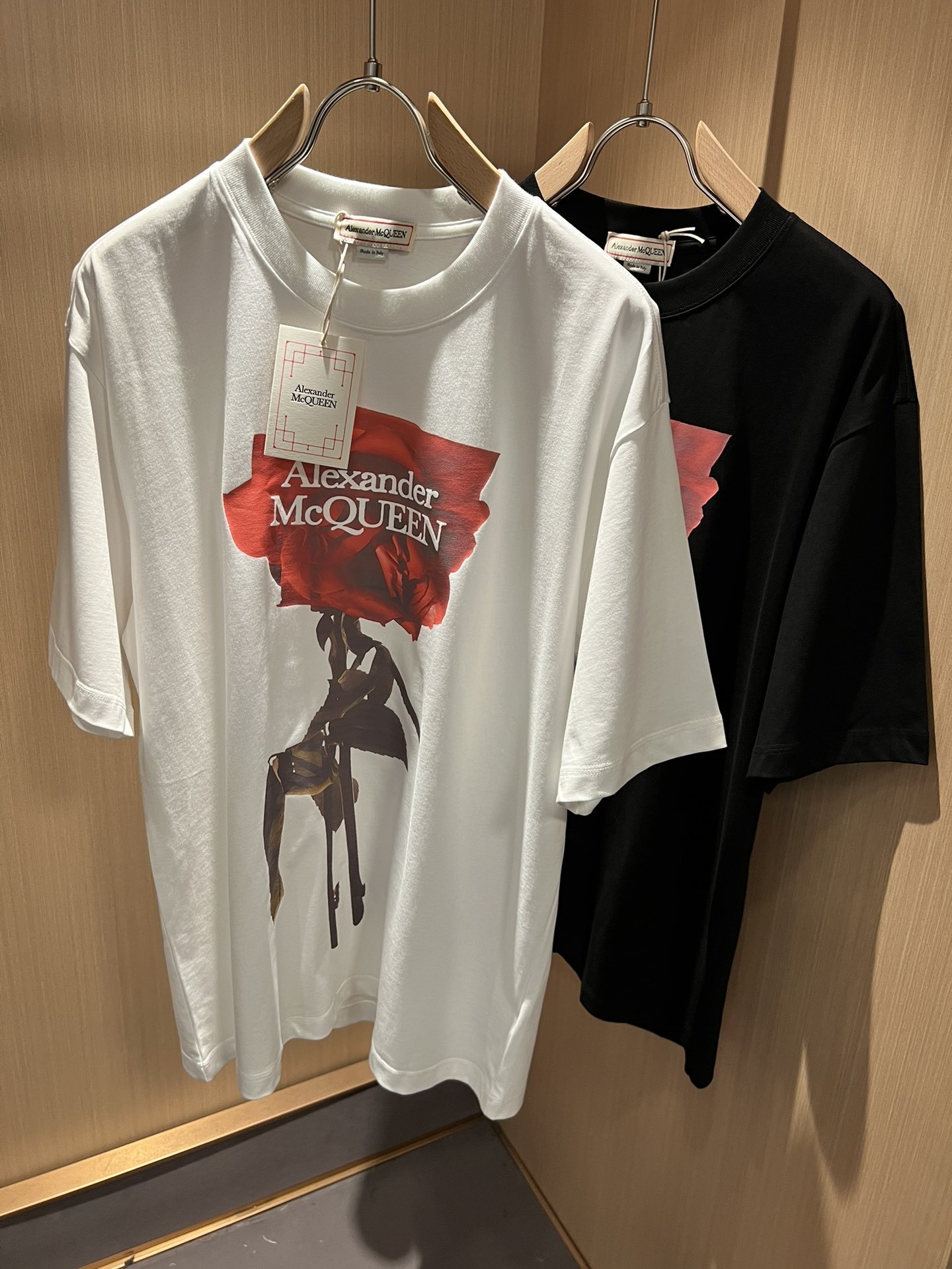 Alexander McQueen Shadow Rose Print cotton-jersey T-shirt.