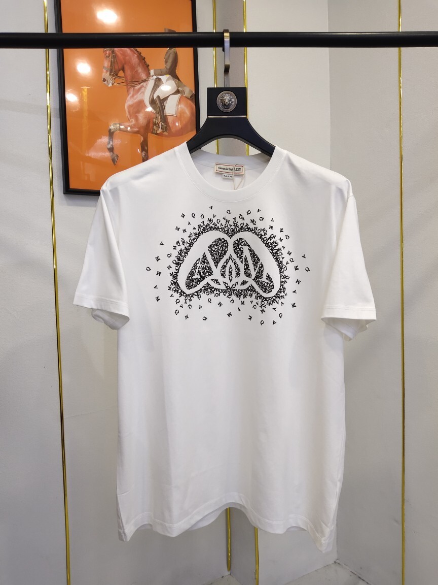 Alexander McQueen Exploded Charm cotton T-shirt in white.