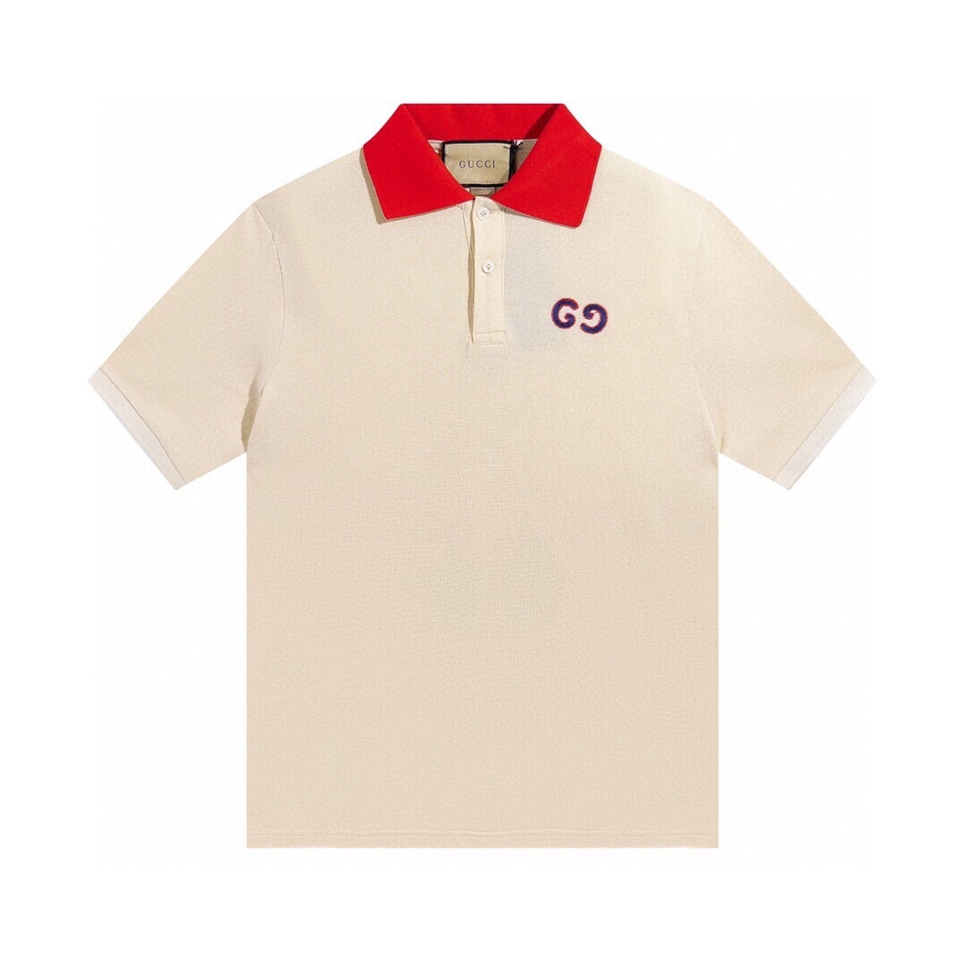 Gucci Logo-Embroidered Stretch-Cotton Piqué Polo Shirt in cream