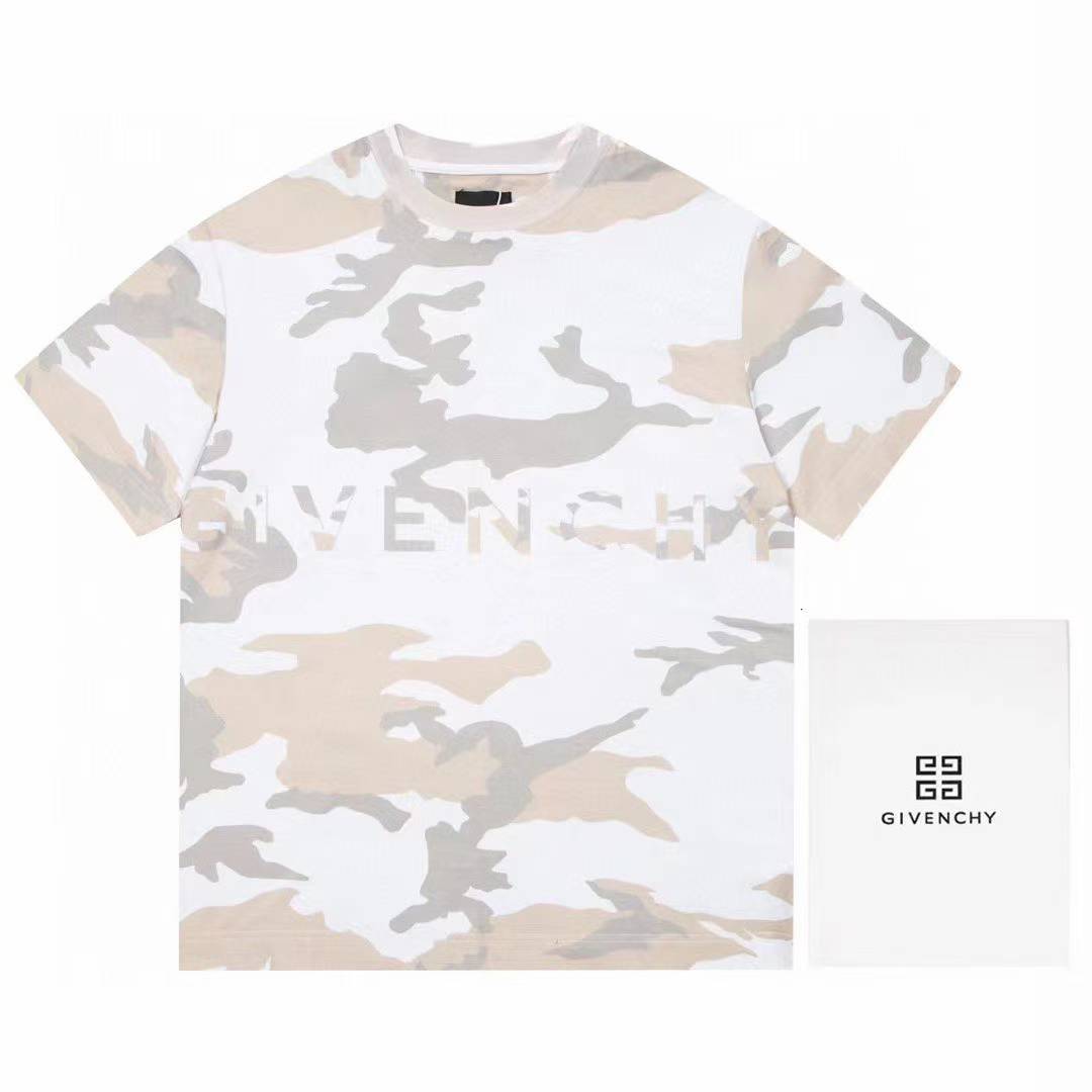 Givenchy beige camouflage cotton jersey T-shirt.