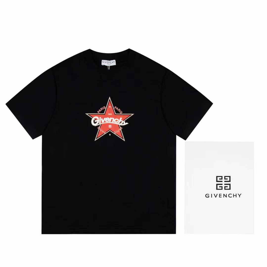 Givenchy cotton Black T-shirt with a star logo print.