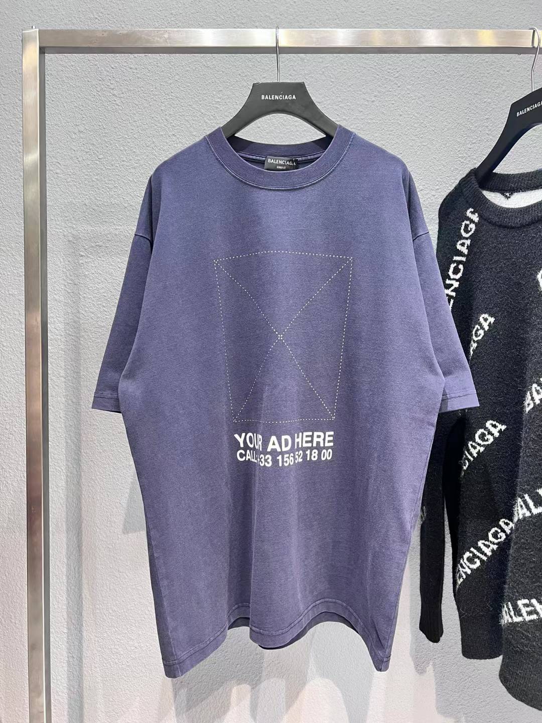 Balenciaga Dotted Frame Washed Grey Short Sleeve t-shirt