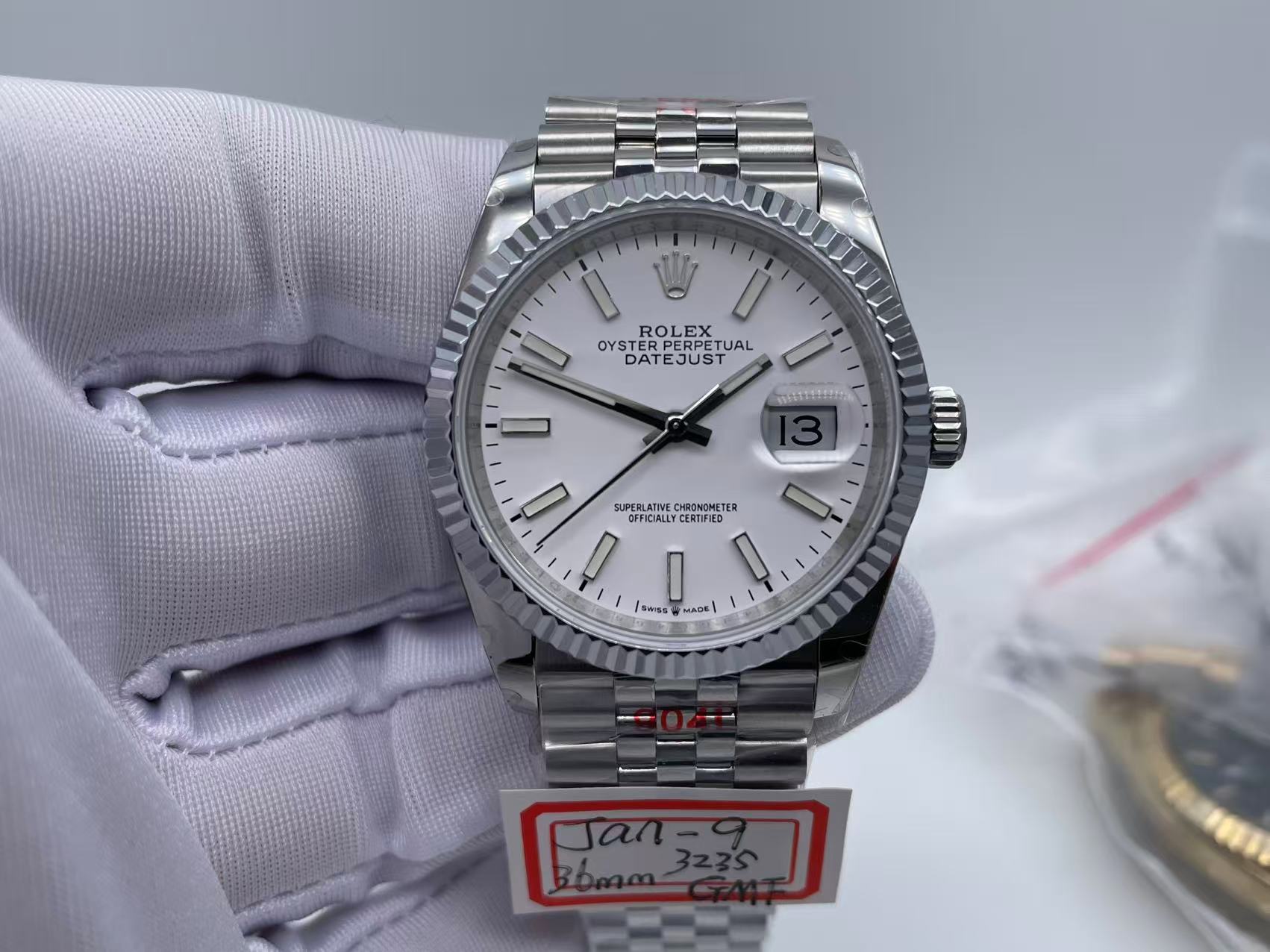 RDJ0423B - DJ 36mm Jub Flt 904 SS/SS wht/Stk GMF V2 VR3235 $438