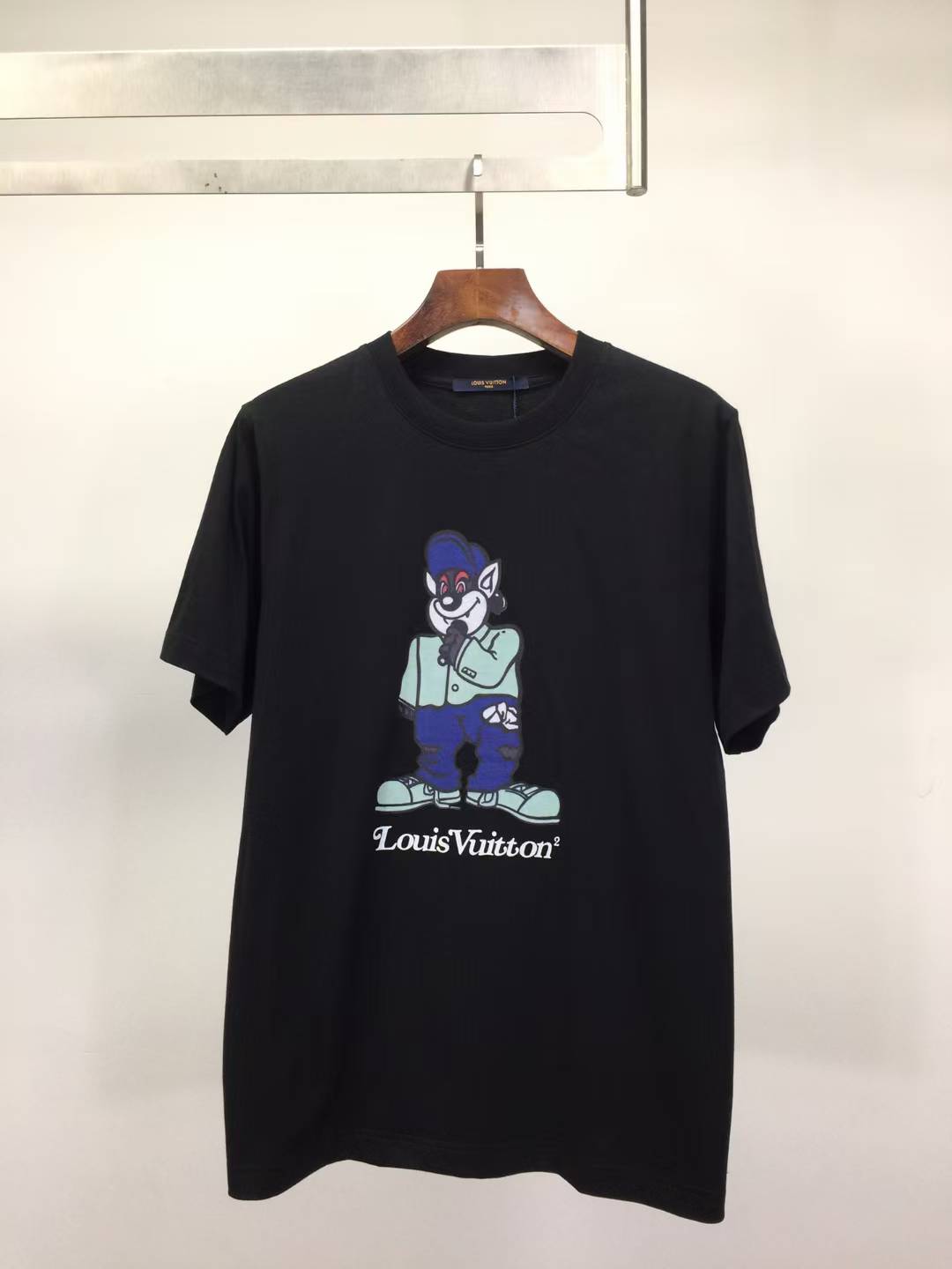 LV Washed Printed Cotton T-Shirt with a graphic of a cartoon animal character