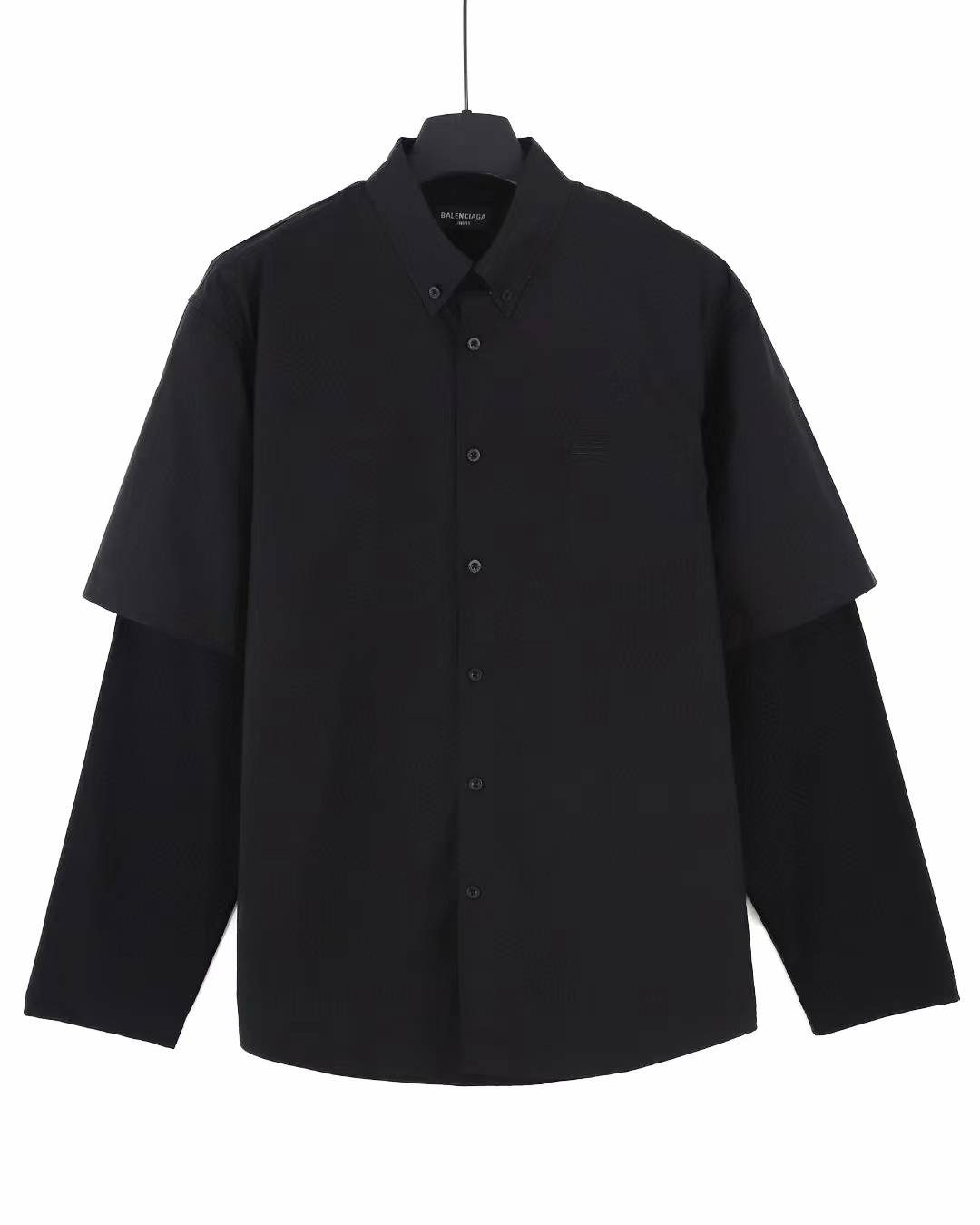 Balenciaga oversized cotton shirt black unique double-sleeve design.