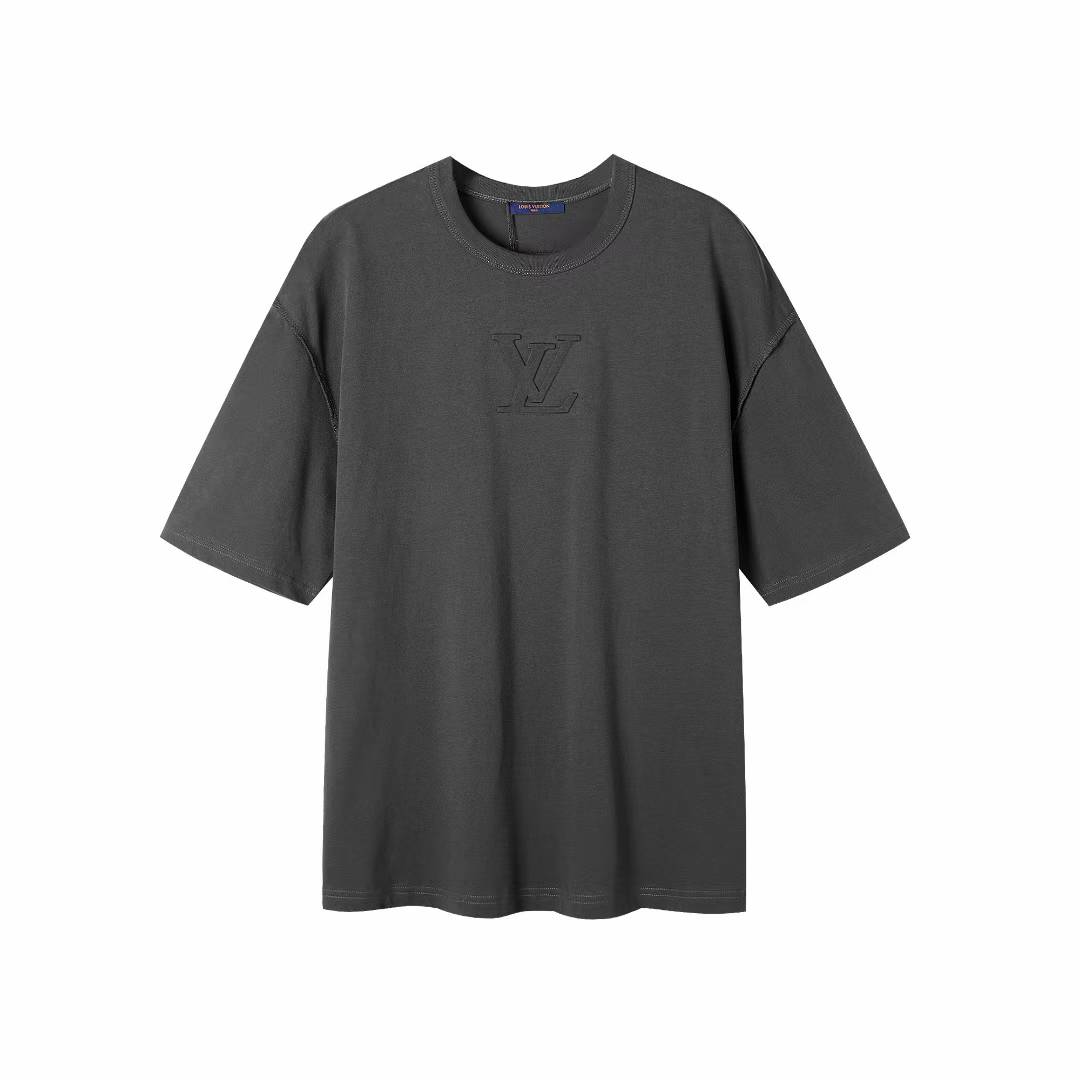 LV Embossed LV T-Shirt in a dark grey or black color