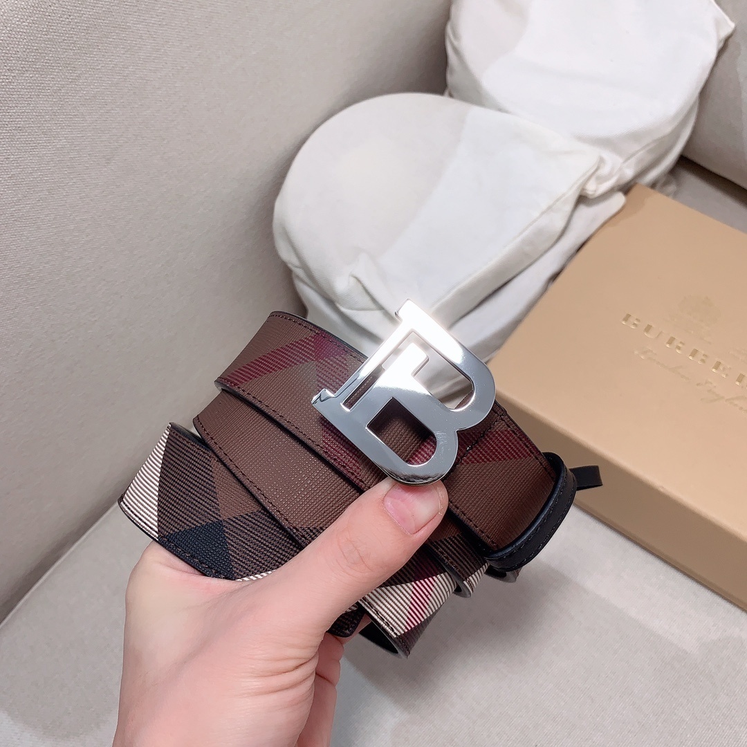 Burberry Reversible Check TB belt with a palladium-plated Thomas Burberry Monogram buckle