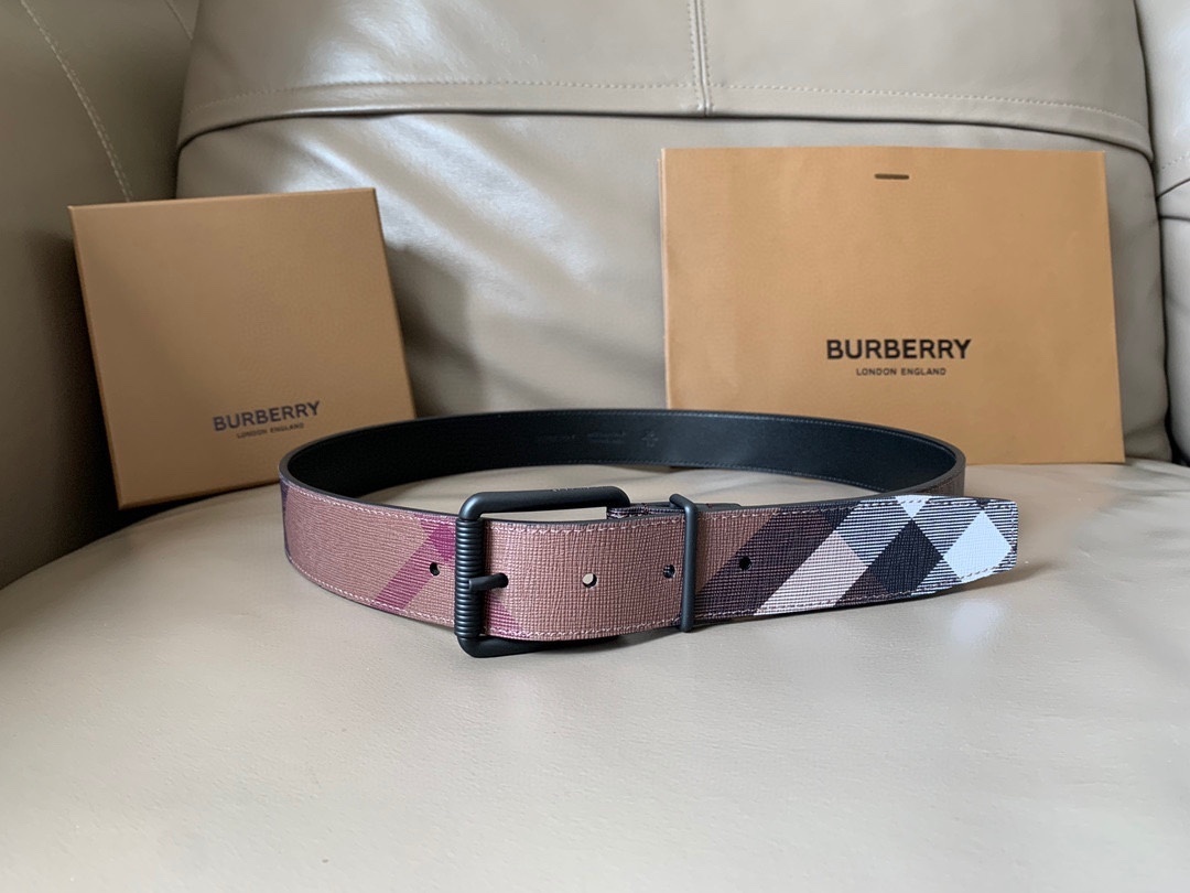Burberry Check Reversible Belt in a chestnut or brown color