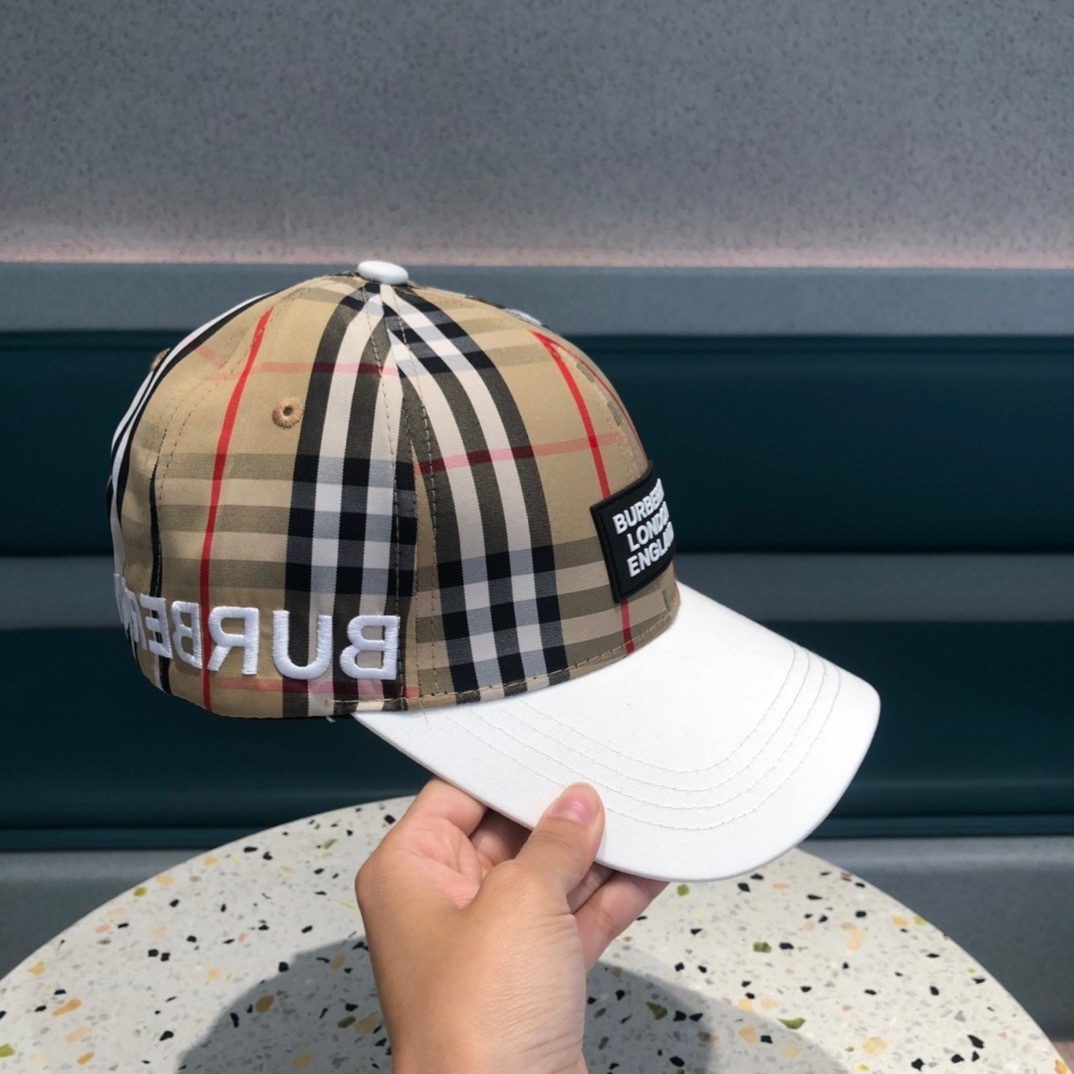 Burberry Check Cotton Baseball Cap.