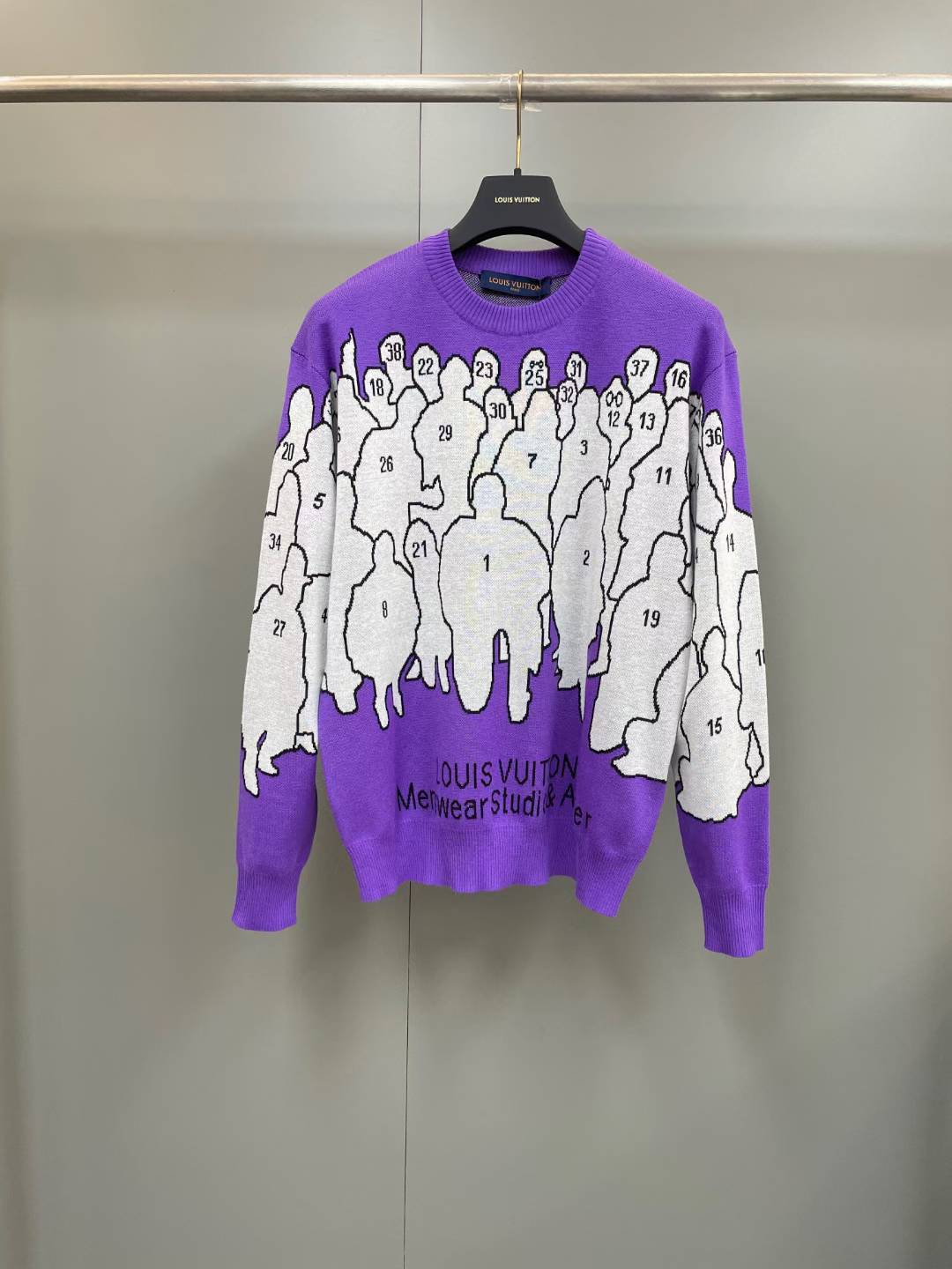LV Studio Jacquard Crewneck sweater in purple wool