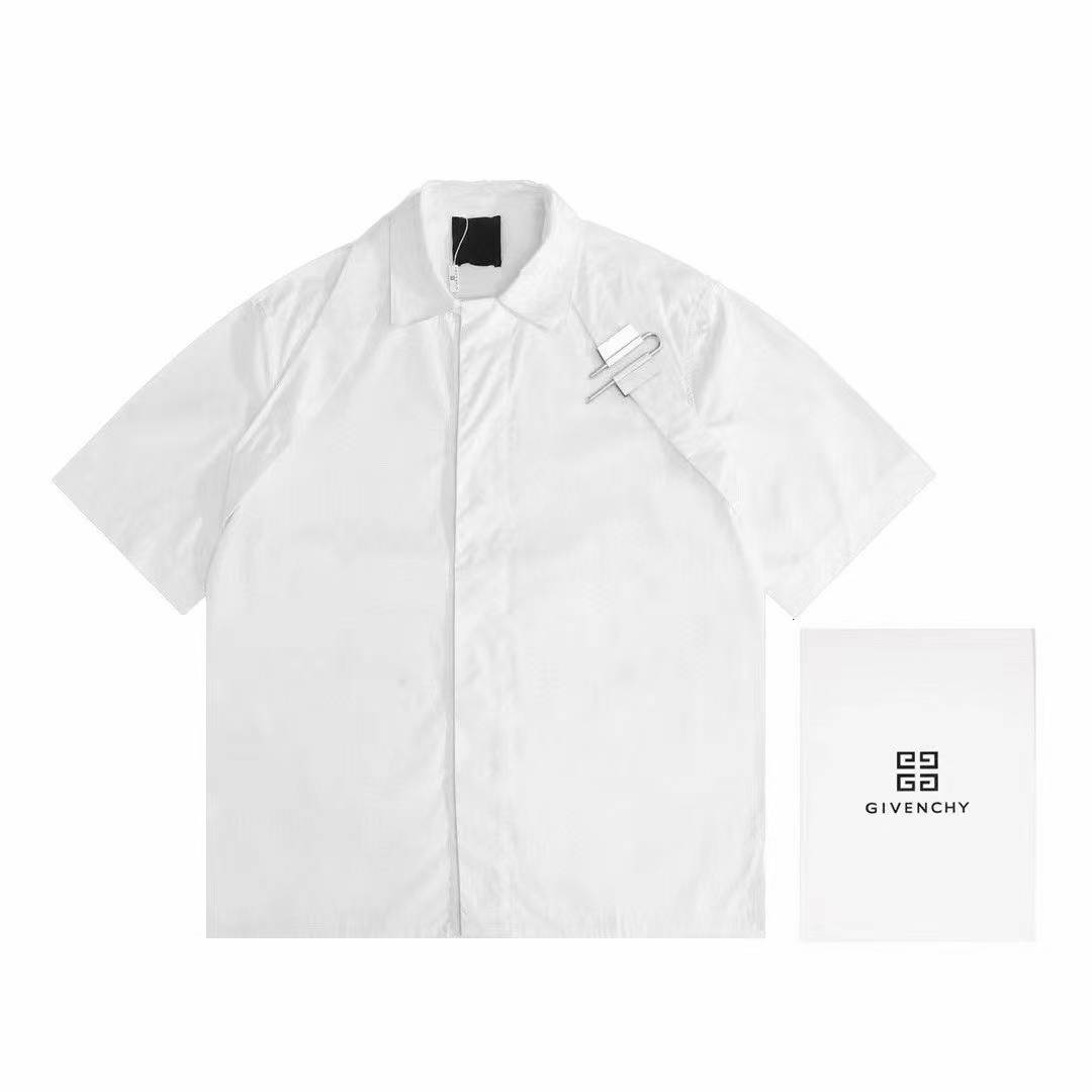 givenchy logo-embroidered white cotton poplin shirt
