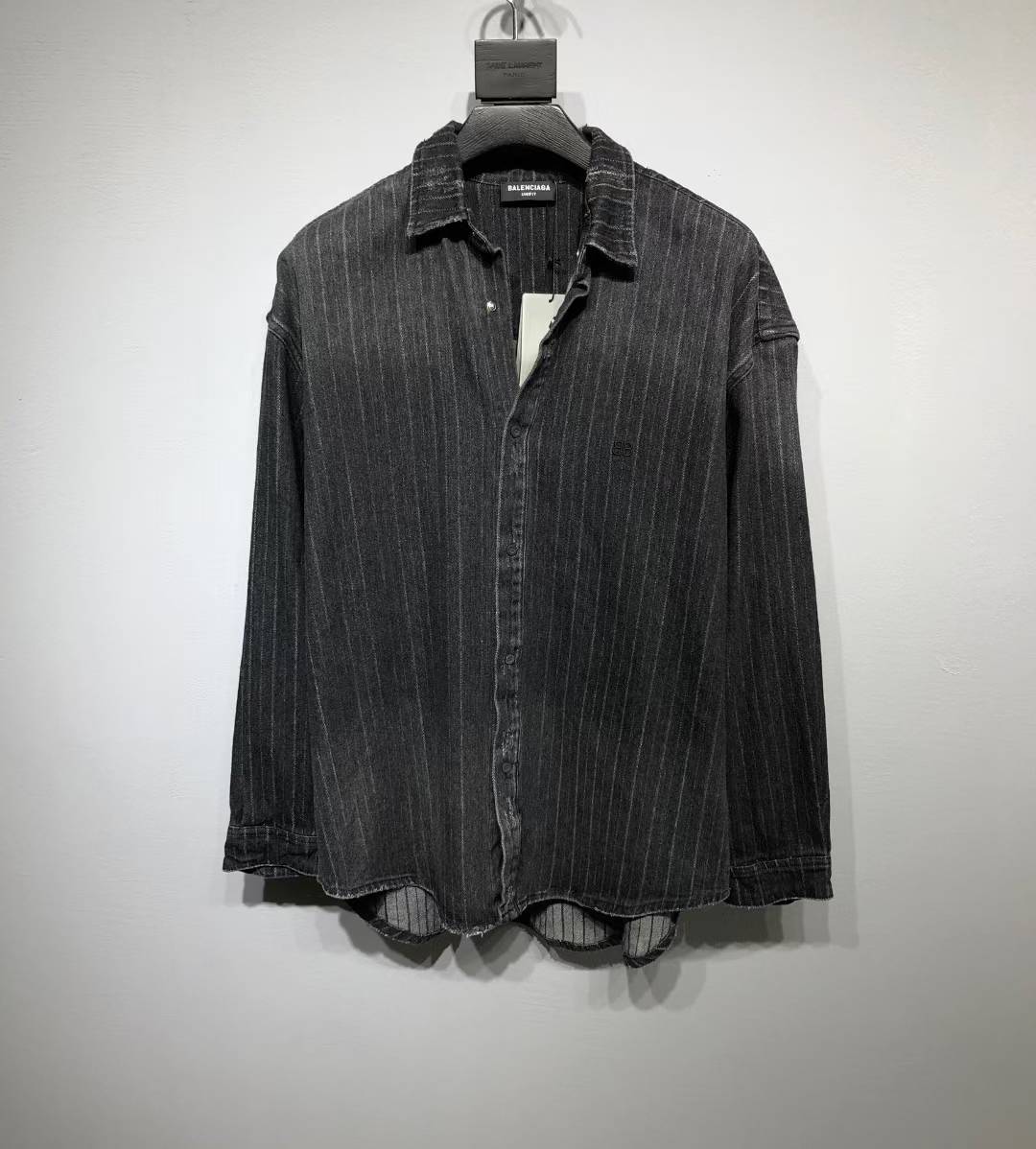 Balenciaga SS22 Pinstripe Denim Long-sleeved Shirt