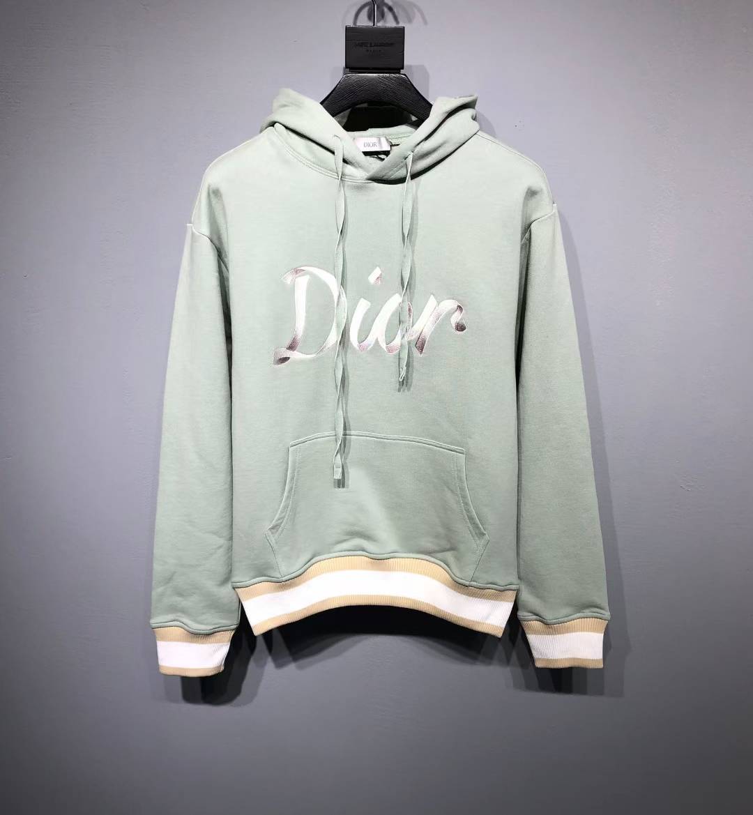 Dior Men's Oversized Hooded Sweatshirt in light green organic cotton fleece