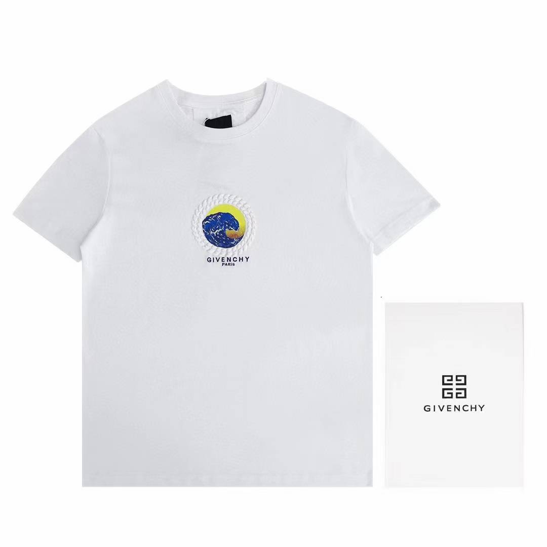 Givenchy Graphic-Print T-Shirt with a blue and yellow wave graphic print.