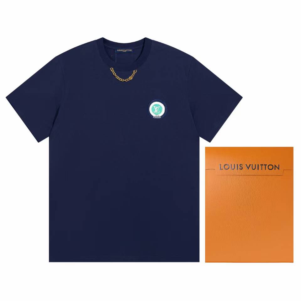 LV Rainbow Patch With Chain Crewneck Short Sleeve T-shirt.