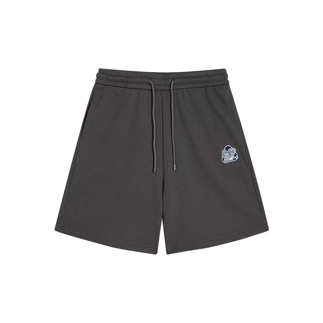 LV grey Maison Easy shorts with a drawstring waist and an appliqué logo