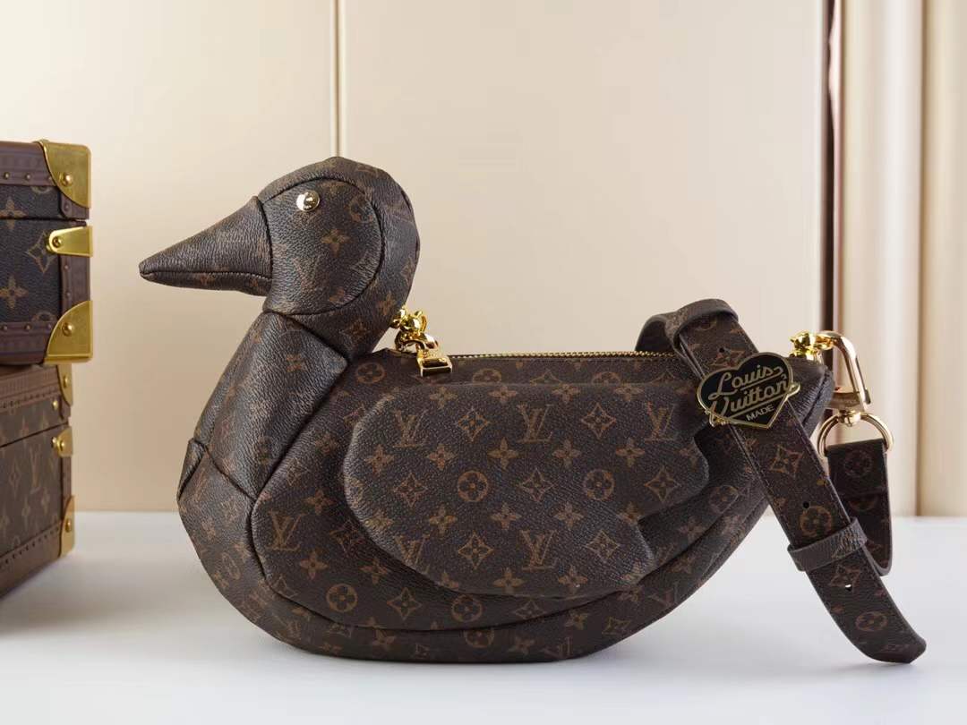 LV x Nigo Monogram Duck Bag in brown coated canvas and gold-tone hardware
