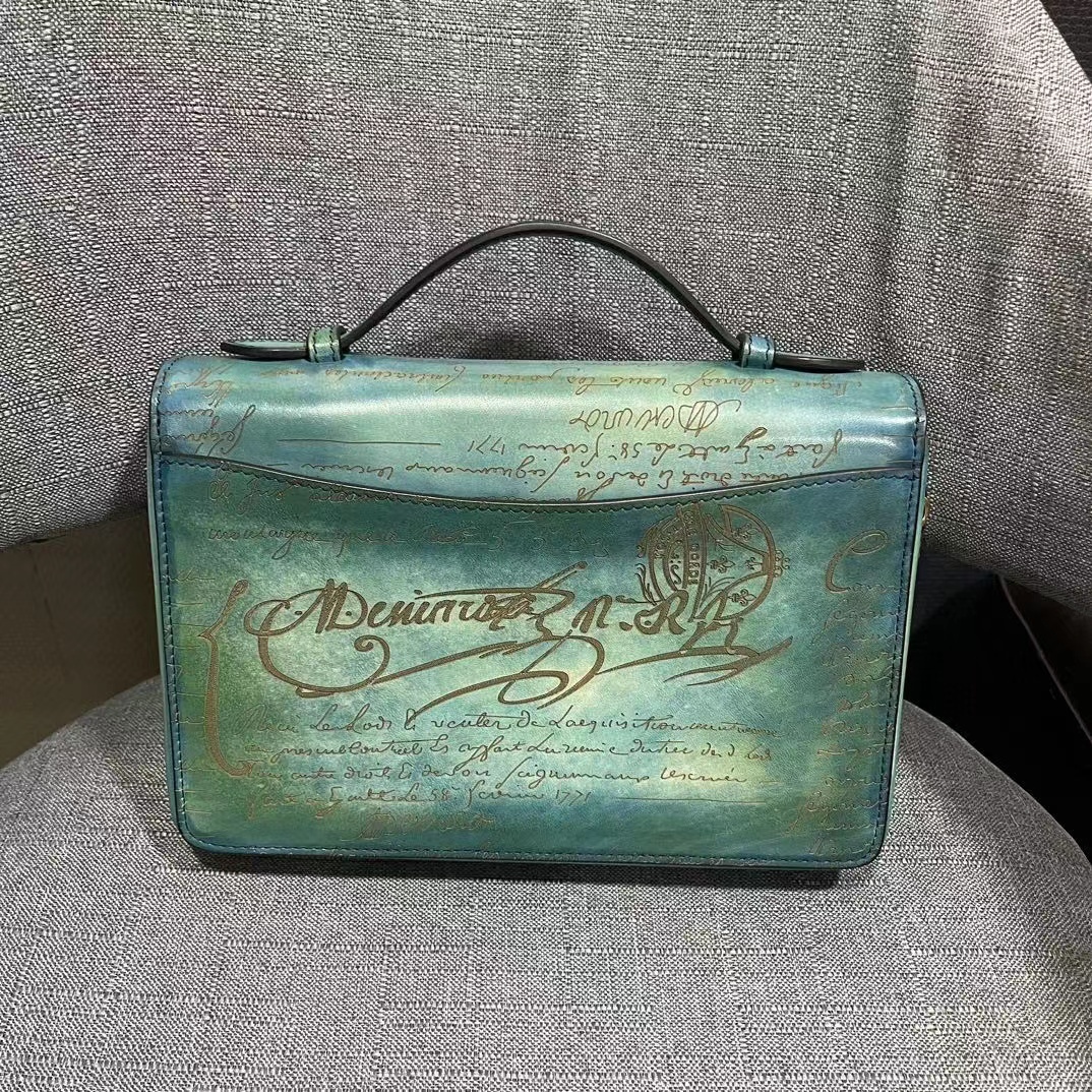 Berluti Itauba Wide Zipped Pouch in Gradiant Scritto leather