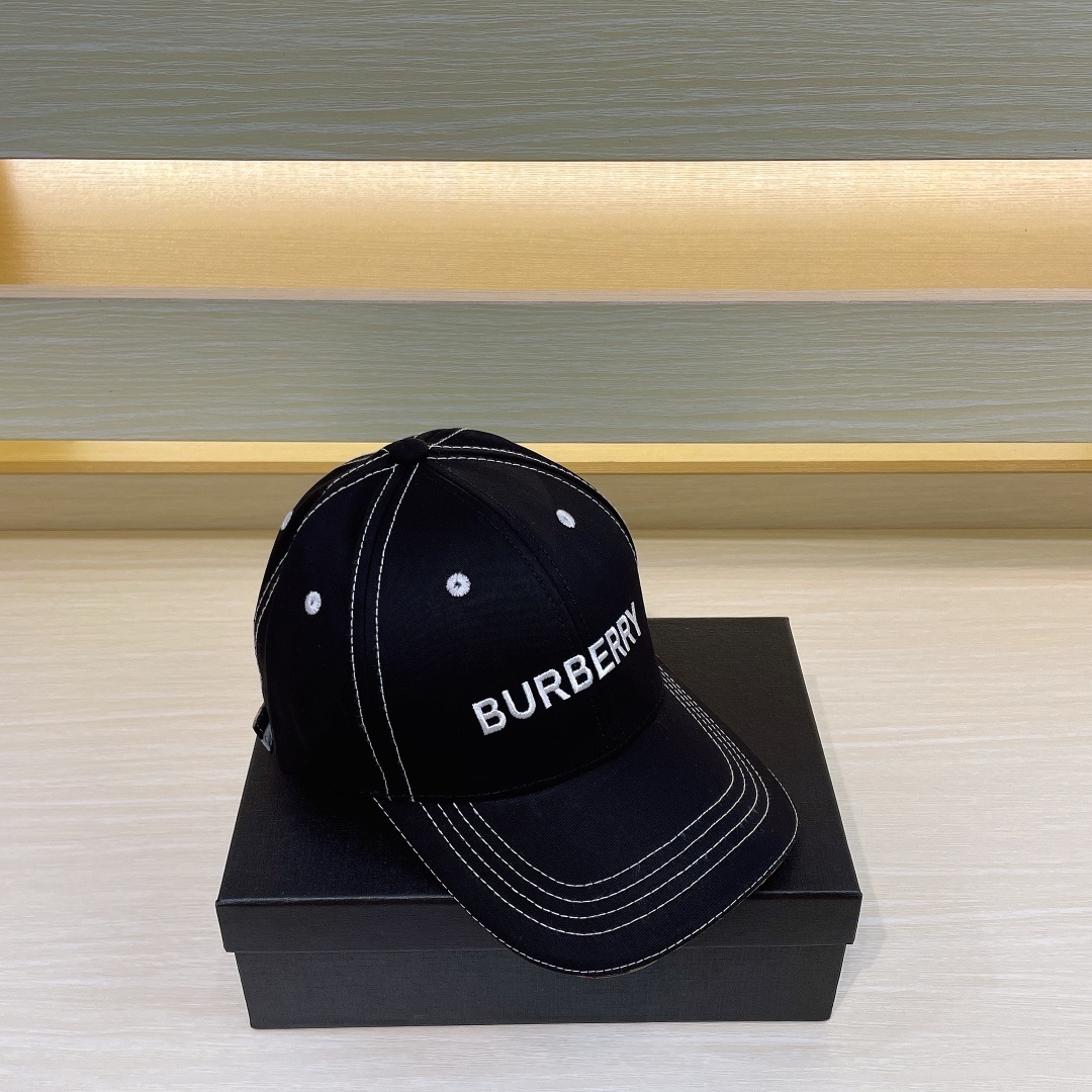 Burberry Logo Gabardine Baseball Cap made from cotton gabardine.
