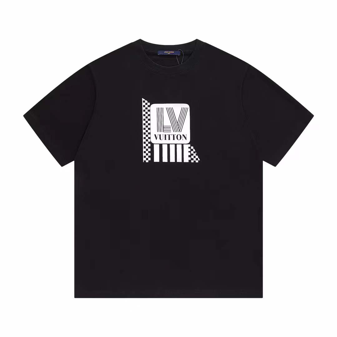 LV Racing Checked Short Sleeve T-Shirt in black.