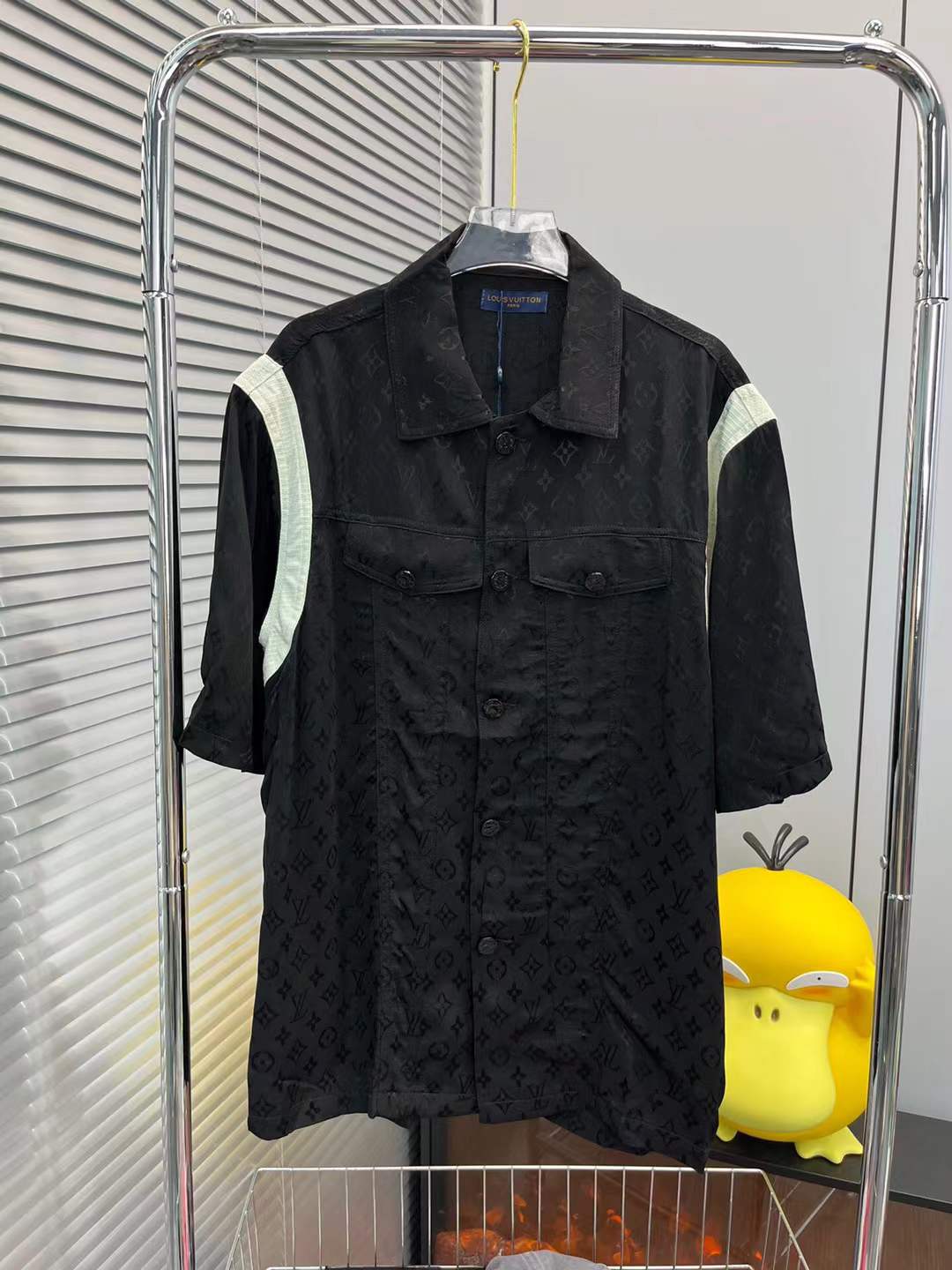 LV x NBA Monogram Buttoned Shirt in black.