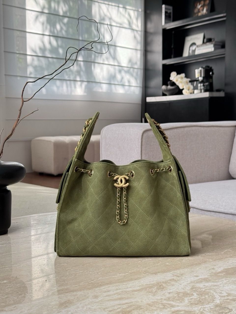 Chanel Bags Code 10449 25K Hobo Green Small Size 30x26x14cm