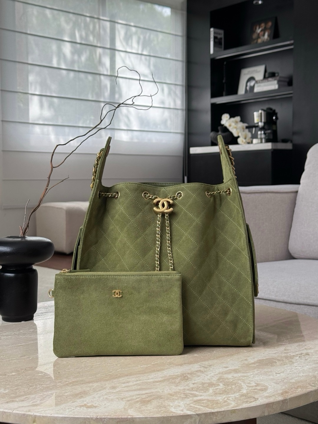 Chanel Bags Code 10442 25K Hobo Green Medium Size 40x30x15cm