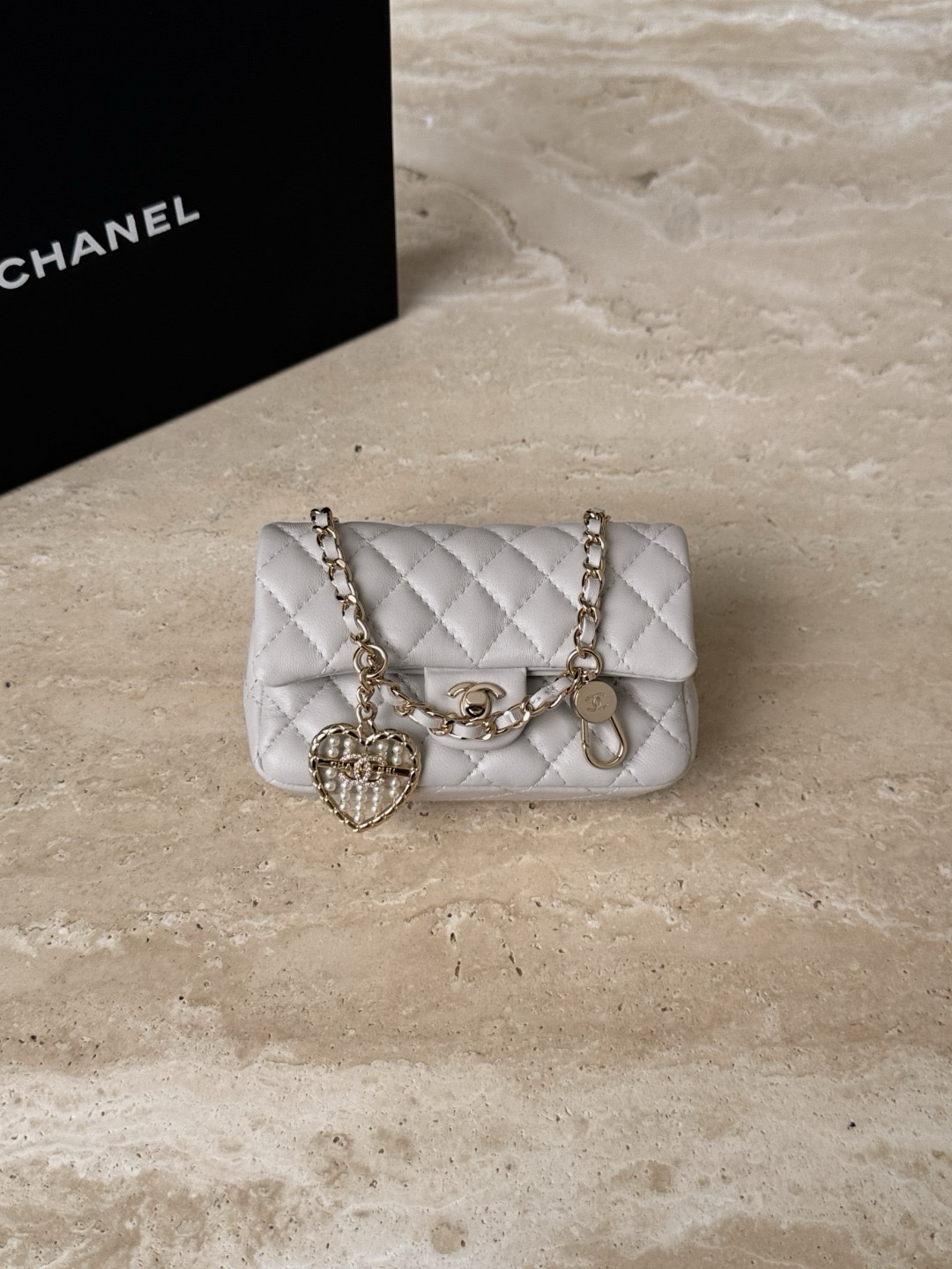 Chanel Bags Code 10428 25A CF Mini Accessory Size 12.5x5x8cm light grey lambskin leather