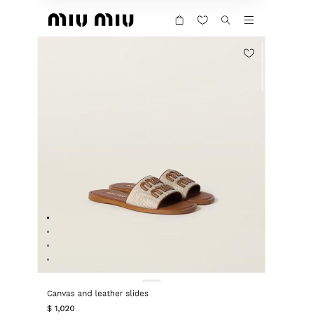 Miu Miu canvas and leather slides in beige/brandy