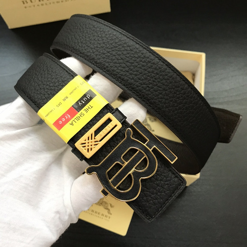 Burberry black leather belt with an automatic 'B' logo buckle