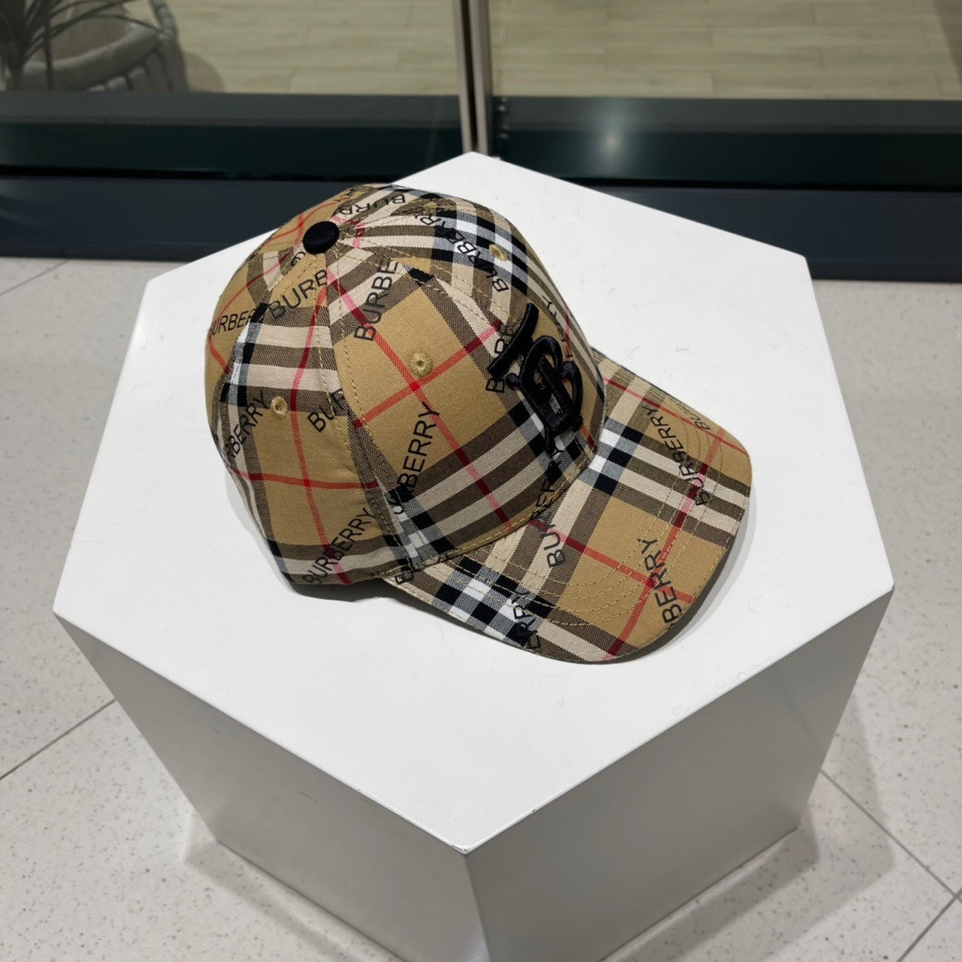 Burberry Vintage Check cotton baseball cap featuring the TB Monogram motif in archive beige.
