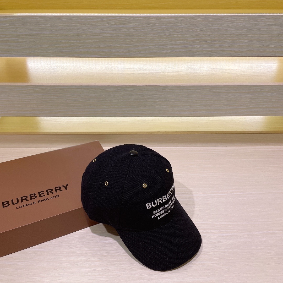 Burberry Horseferry motif cotton twill baseball cap black