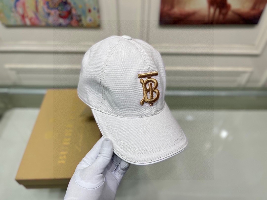 Burberry cotton baseball cap white with an embroidered TB monogram logo