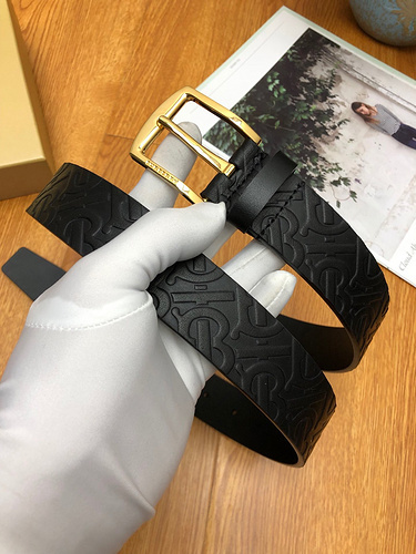 Burberry TB Monogram patent belt Black