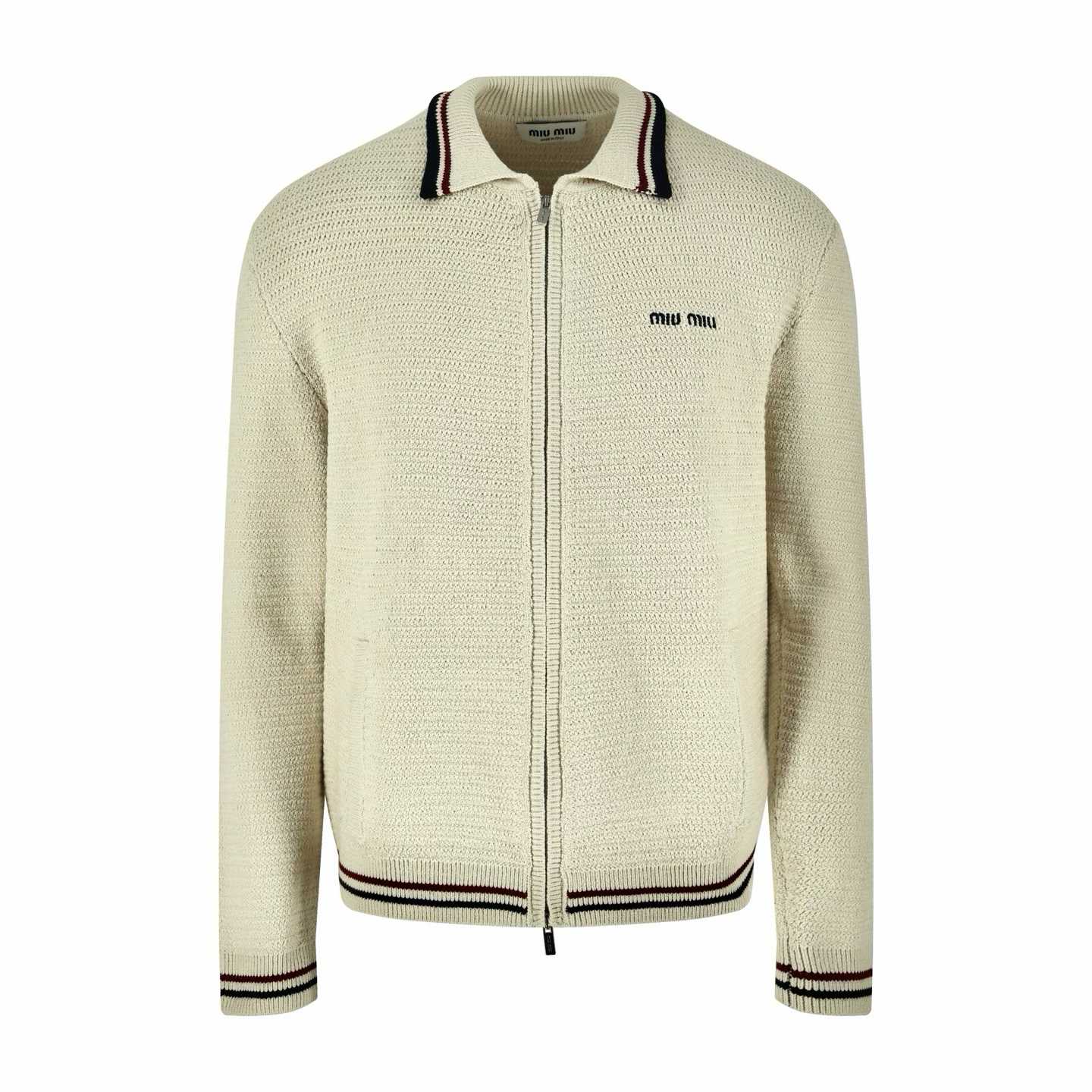 Miu Miu Ivory Stretch Crochet Cardigan