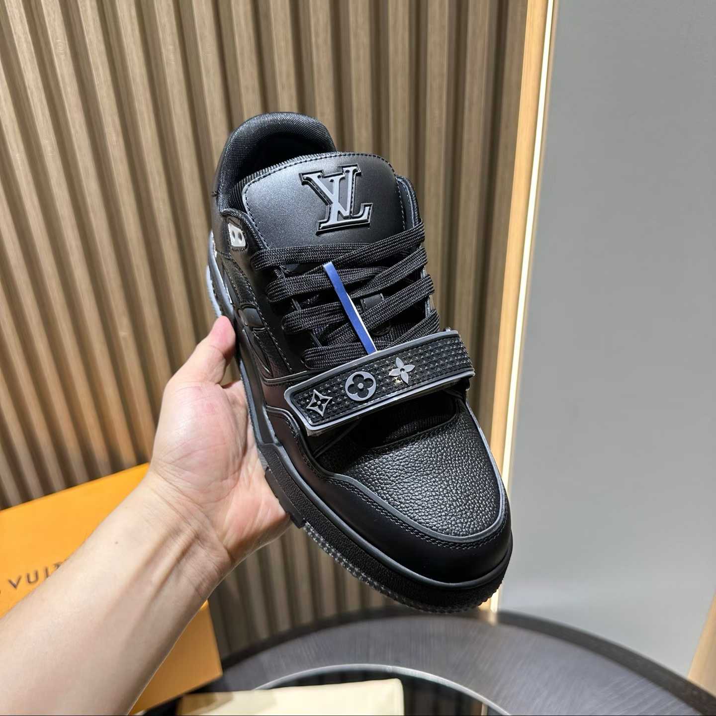 LV Trainer sneakers in black embossed Monogram leather