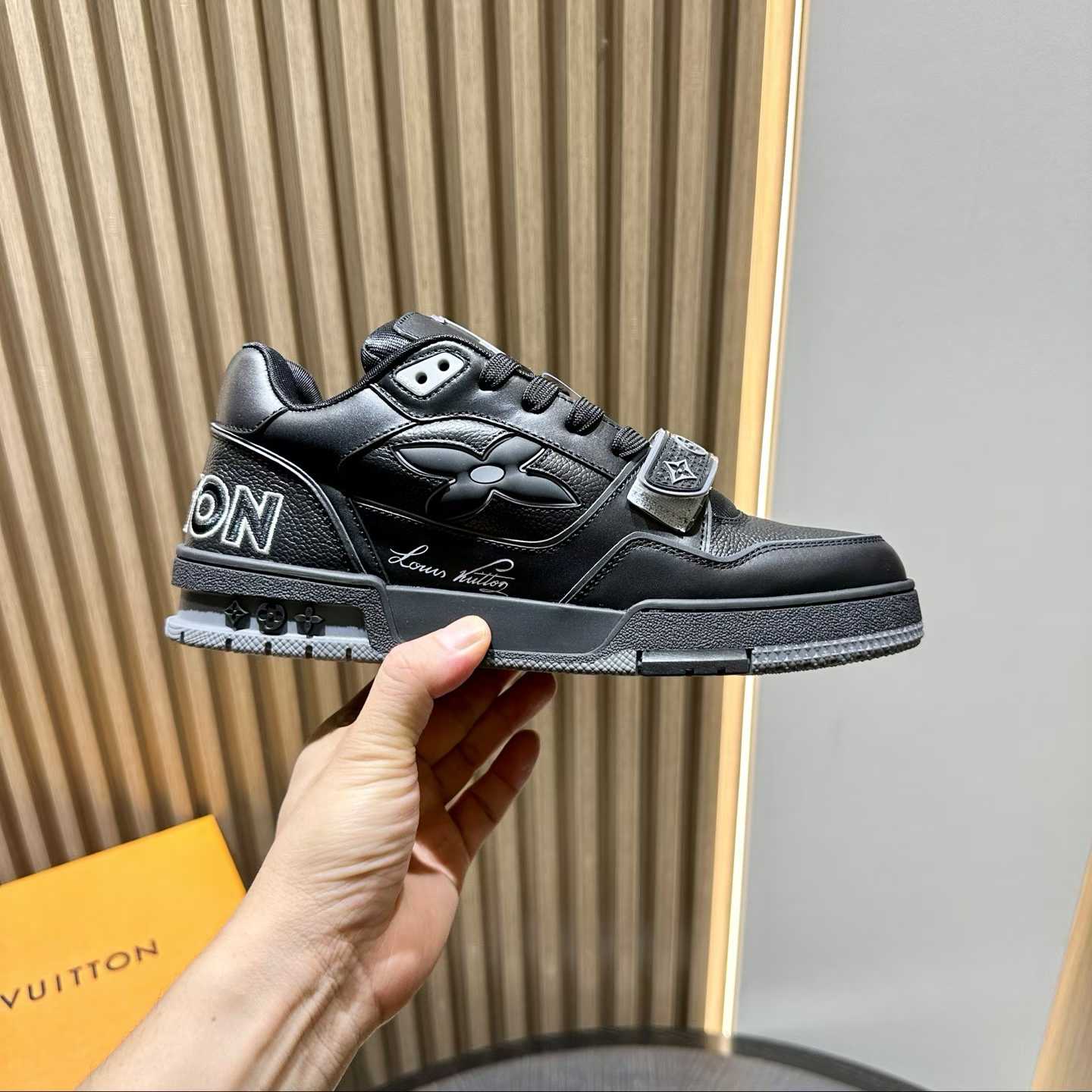 LV Trainer sneakers in black embossed Monogram leather