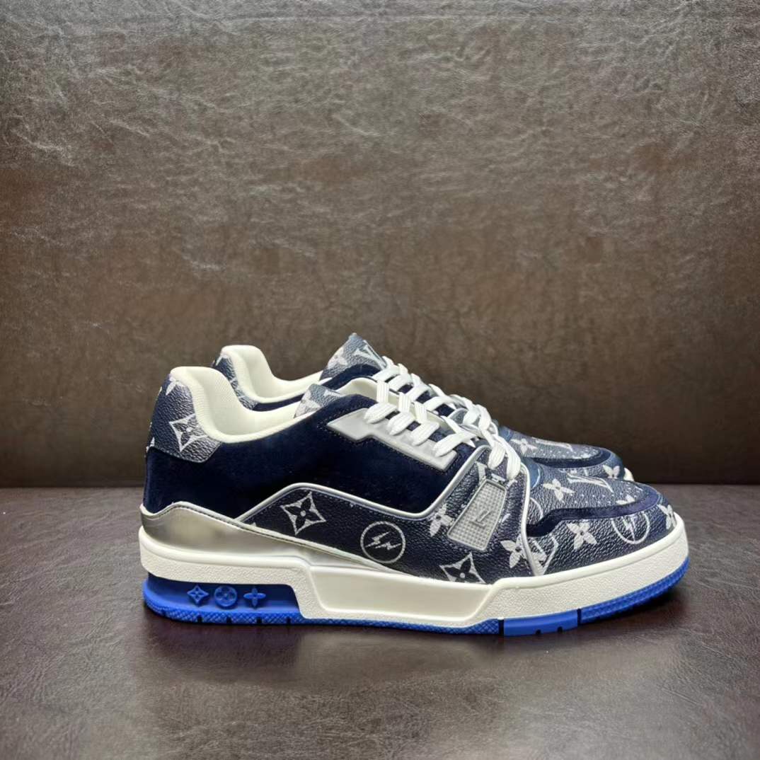 LV Trainer sneaker in blue monogram denim