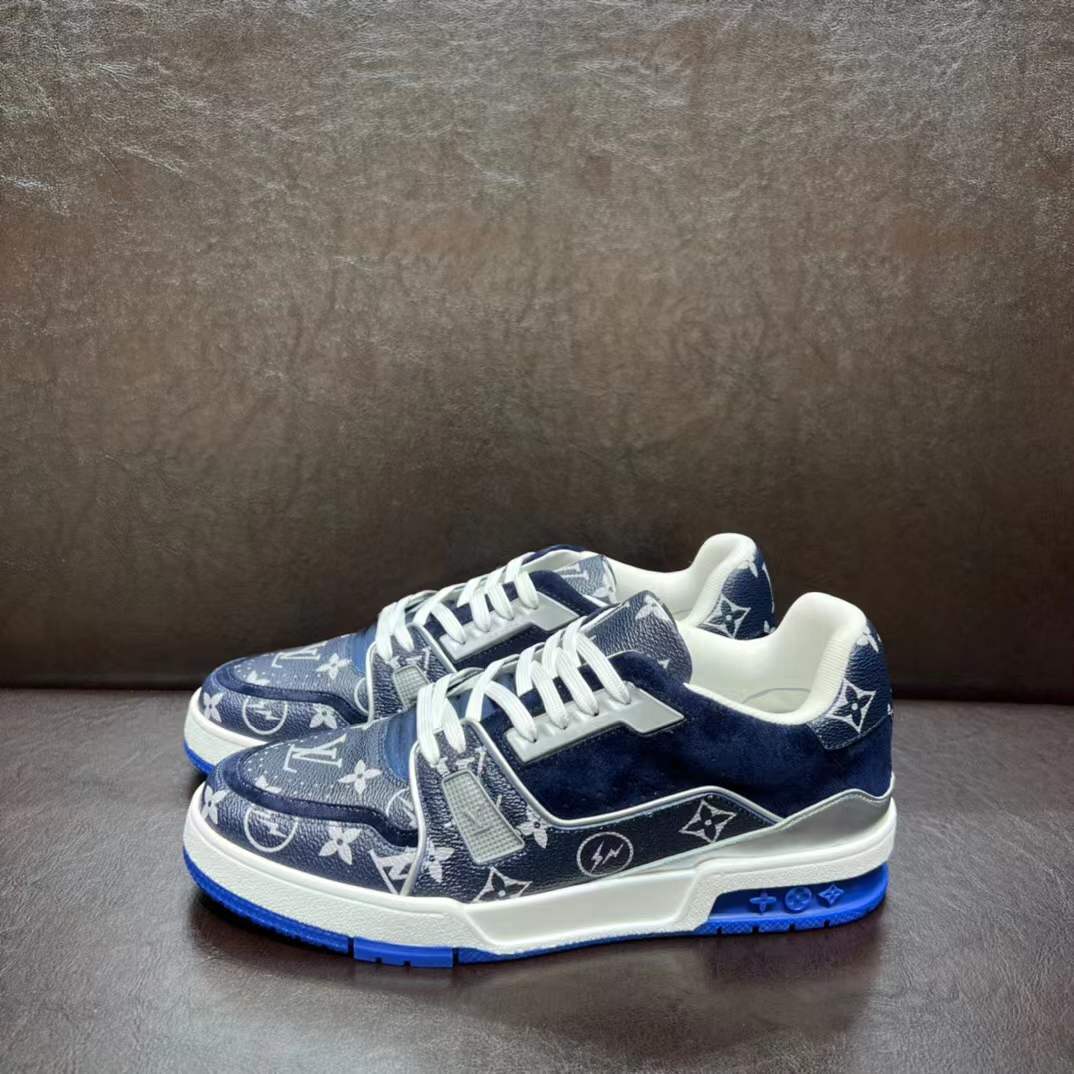 LV Trainer sneaker in blue monogram denim