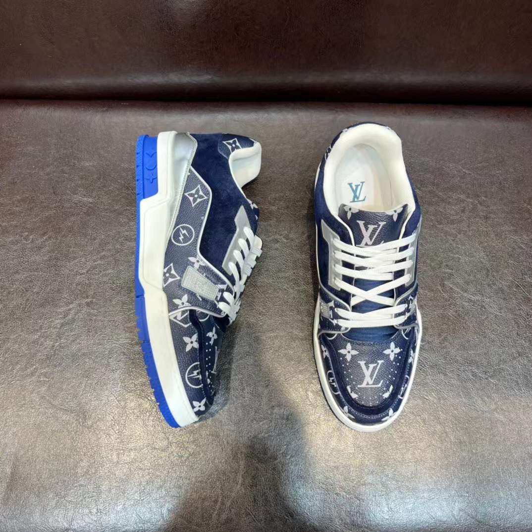 LV Trainer sneaker in blue monogram denim