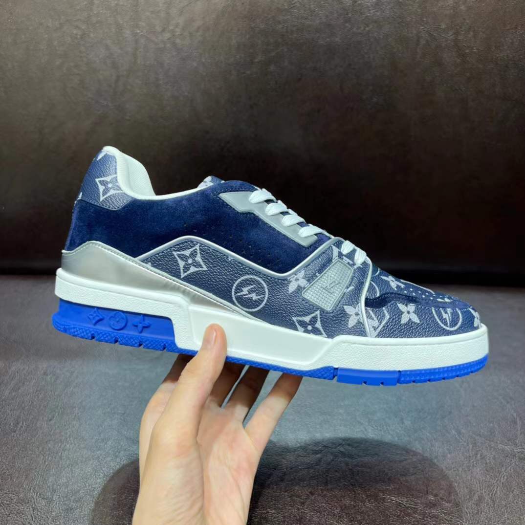 LV Trainer sneaker in blue monogram denim