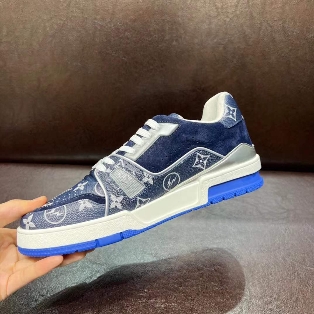 LV Trainer sneaker in blue monogram denim