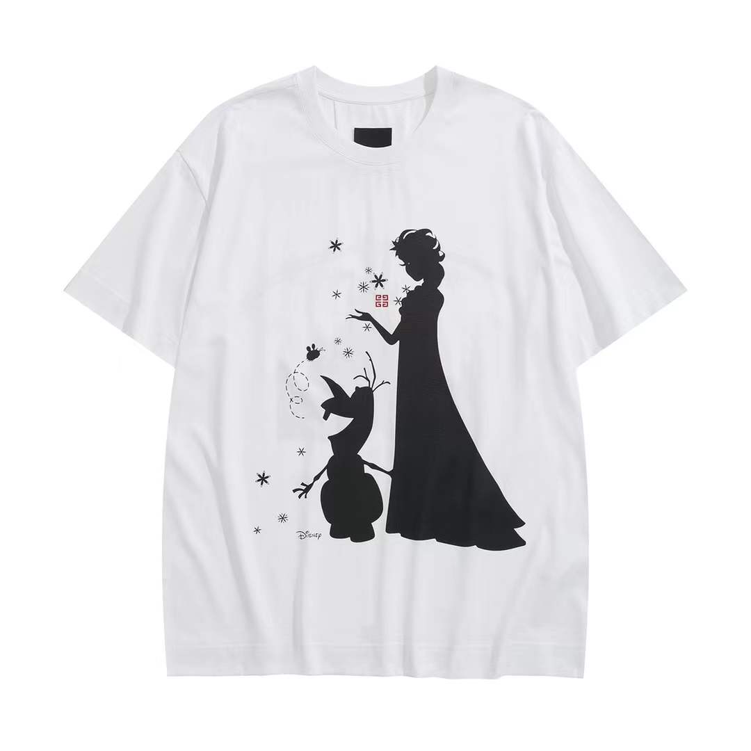 Givenchy x Disney White Frozen Olaf And Elsa 4G Logo T-Shirt