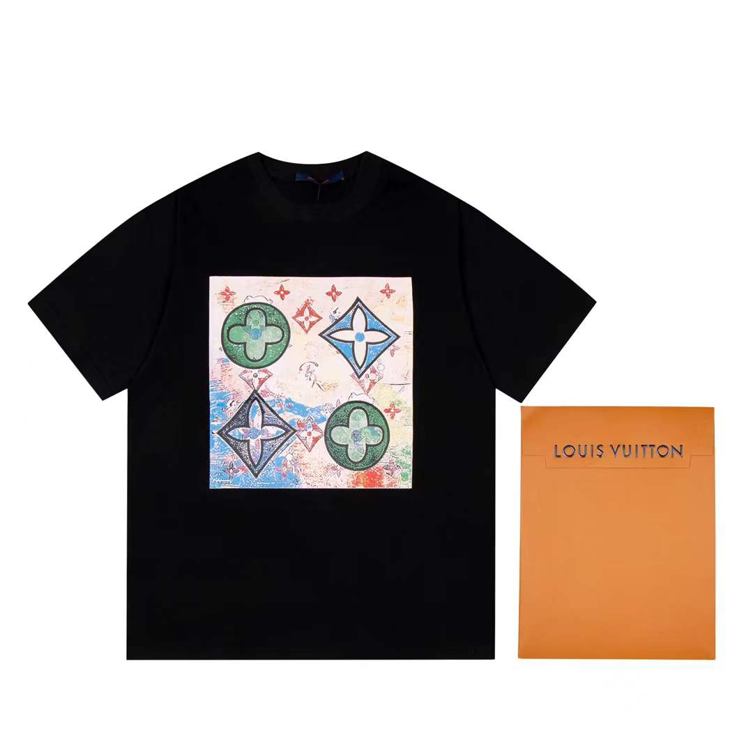 LV Colorful Logo Graphic T-Shirt in black