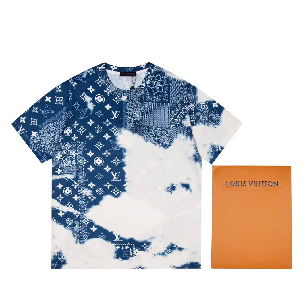 LV Monogram Bandana Printed T-shirt in blue and white